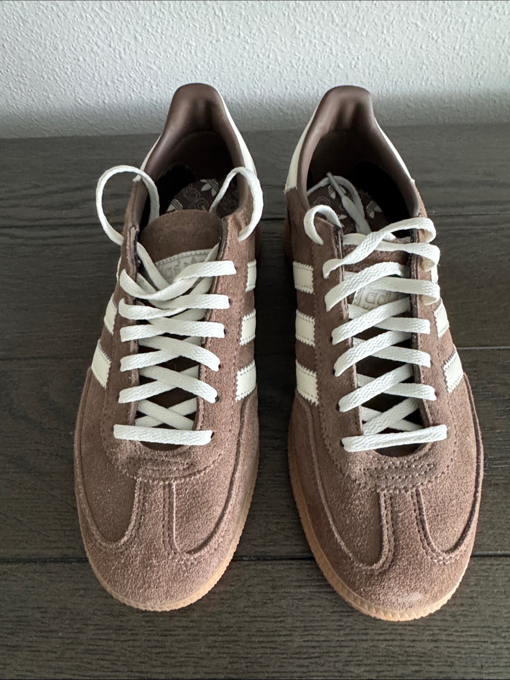 Women Brown Suede Casual Sneakers with White Stripes